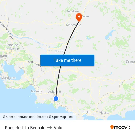 Roquefort-La-Bédoule to Volx map