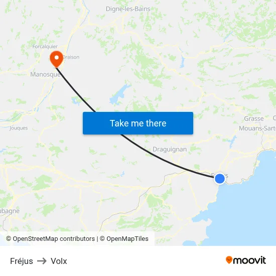 Fréjus to Volx map