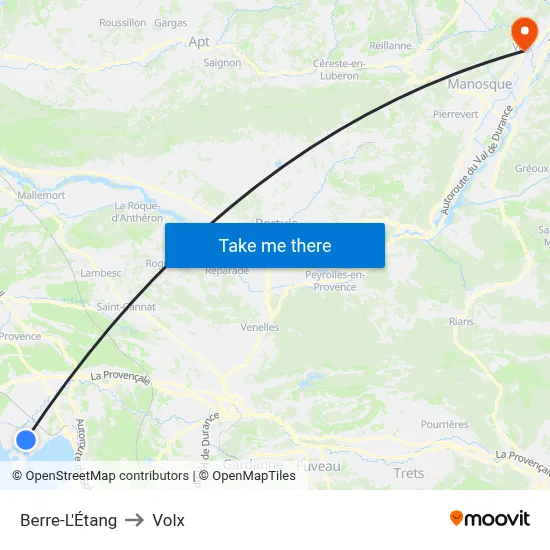 Berre-L'Étang to Volx map