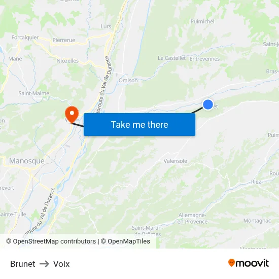 Brunet to Volx map