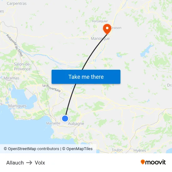 Allauch to Volx map