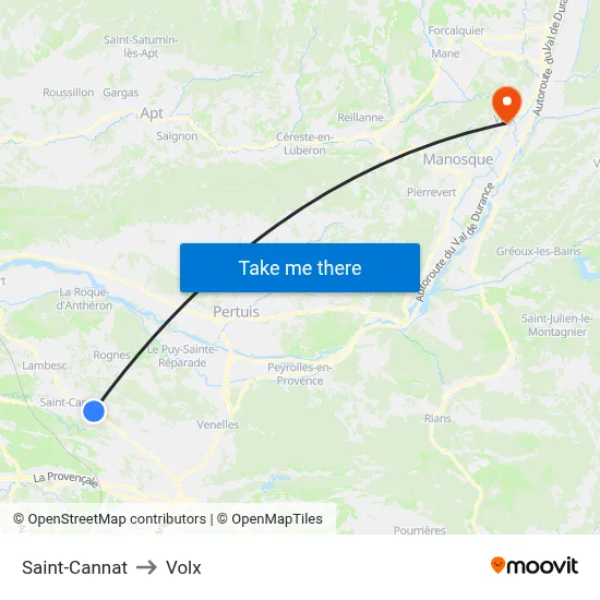 Saint-Cannat to Volx map