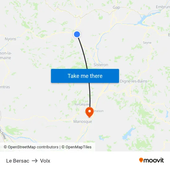 Le Bersac to Volx map