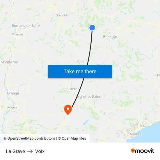La Grave to Volx map