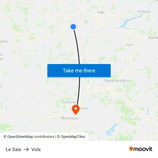 Le Saix to Volx map