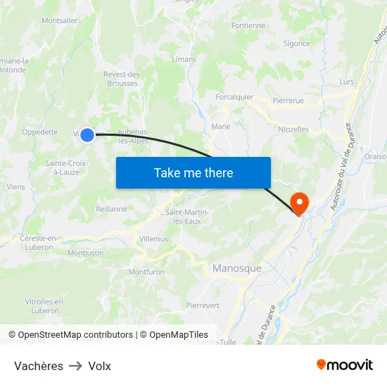 Vachères to Volx map