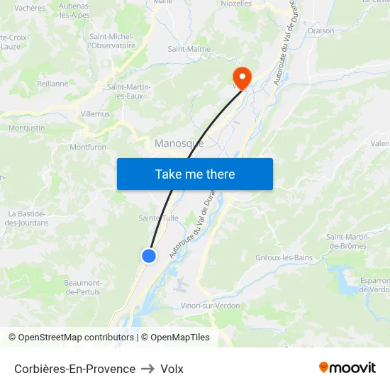 Corbières-En-Provence to Volx map
