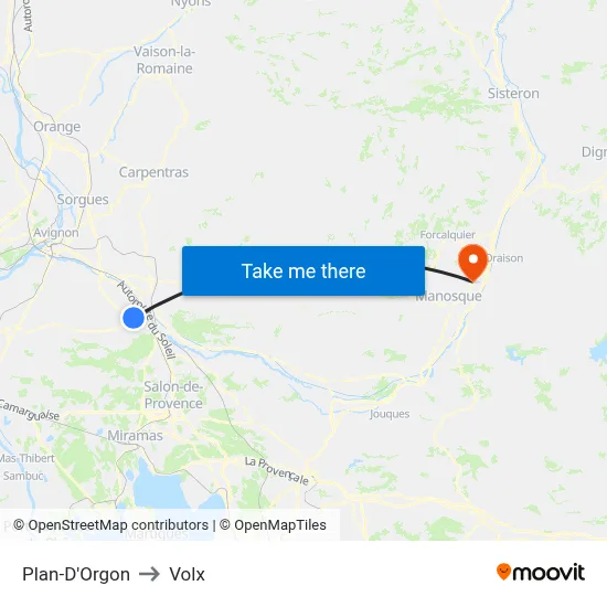 Plan-D'Orgon to Volx map