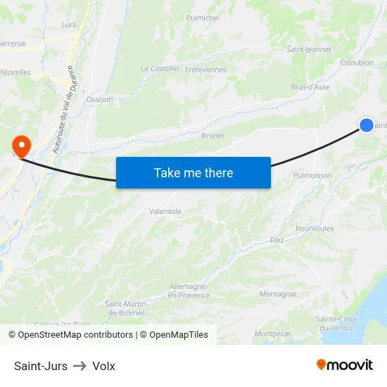 Saint-Jurs to Volx map