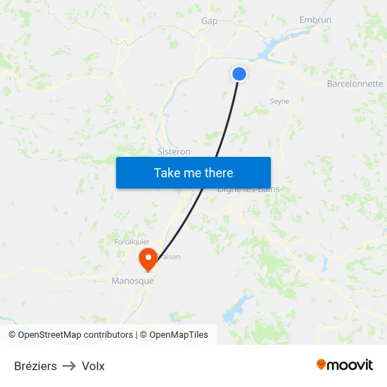 Bréziers to Volx map