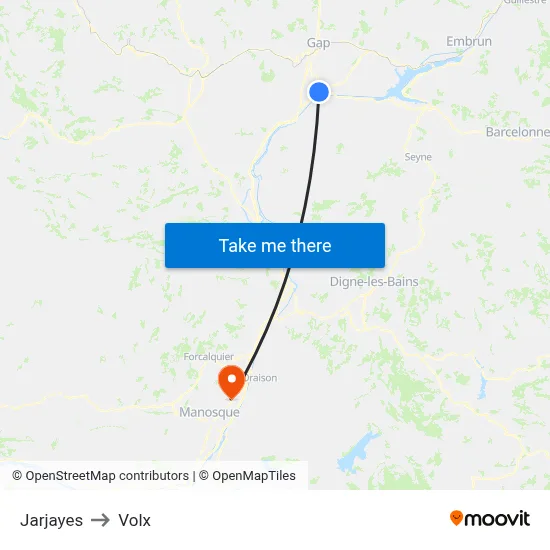 Jarjayes to Volx map