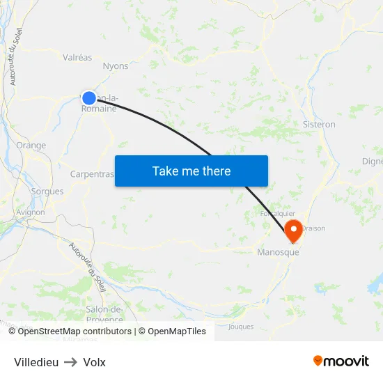 Villedieu to Volx map