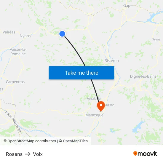 Rosans to Volx map