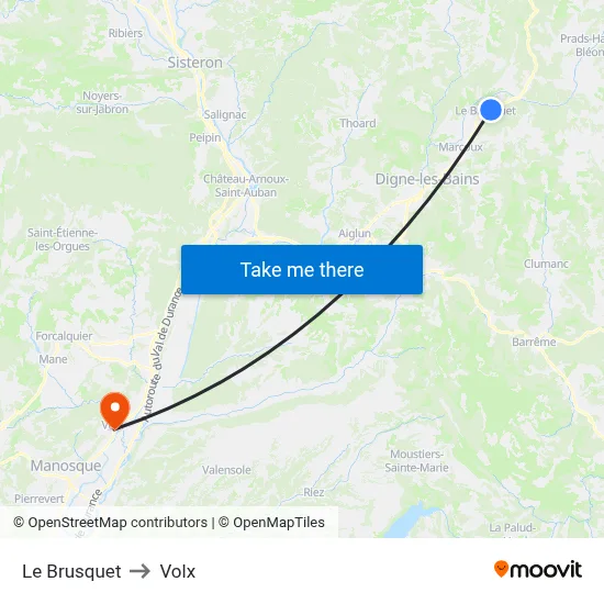 Le Brusquet to Volx map