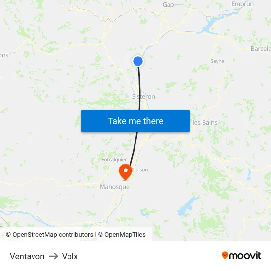Ventavon to Volx map