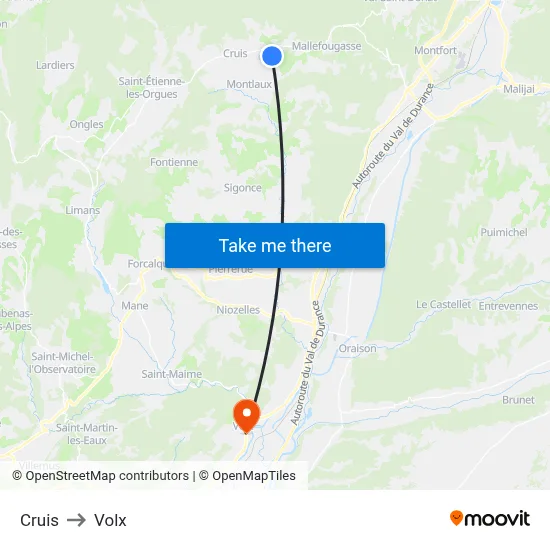 Cruis to Volx map