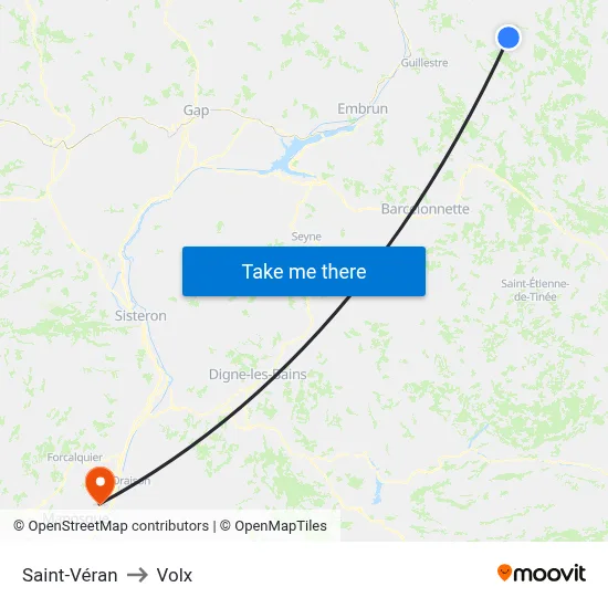 Saint-Véran to Volx map