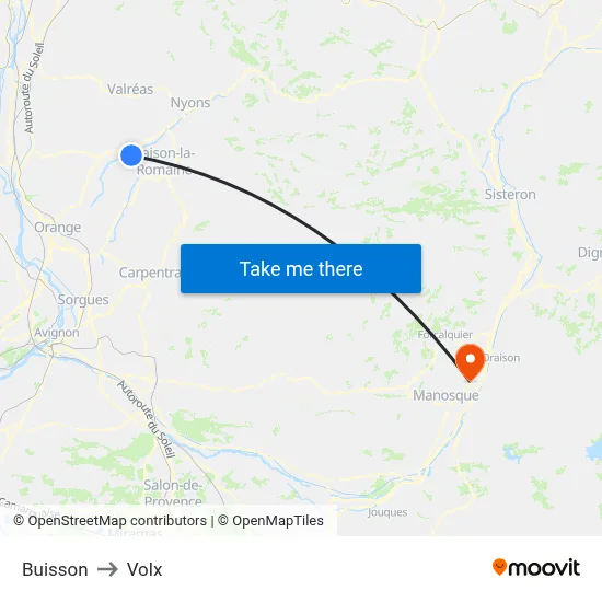 Buisson to Volx map