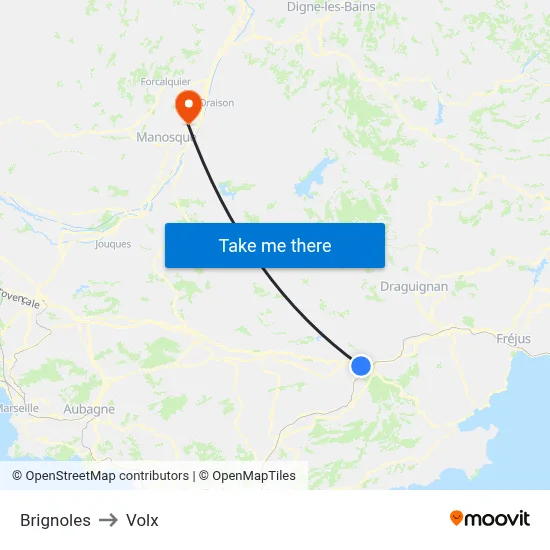 Brignoles to Volx map