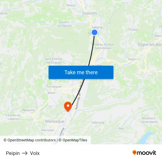 Peipin to Volx map