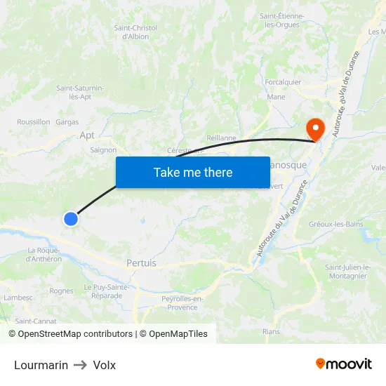 Lourmarin to Volx map