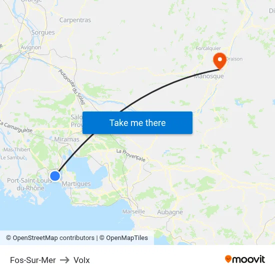 Fos-Sur-Mer to Volx map