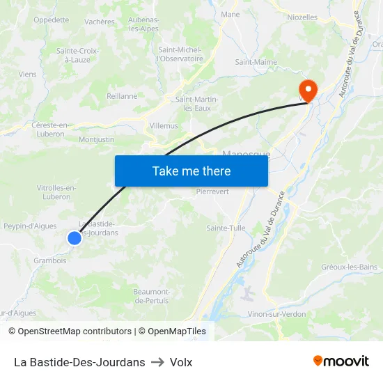 La Bastide-Des-Jourdans to Volx map