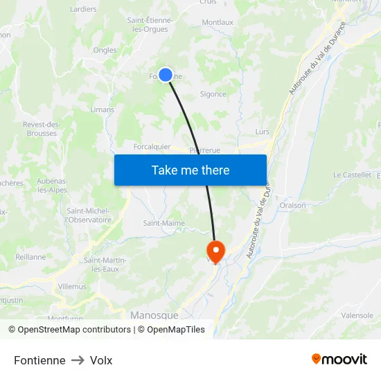 Fontienne to Volx map