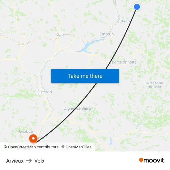 Arvieux to Volx map