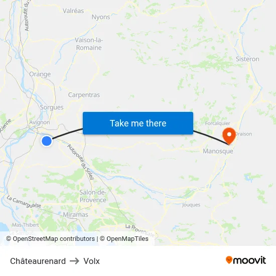 Châteaurenard to Volx map