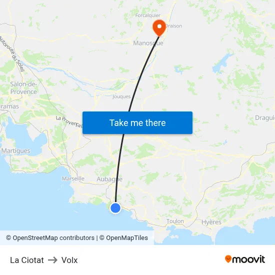 La Ciotat to Volx map