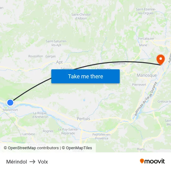 Mérindol to Volx map