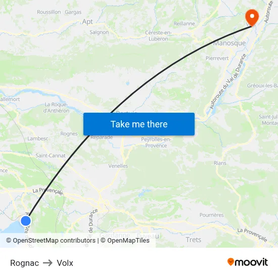 Rognac to Volx map