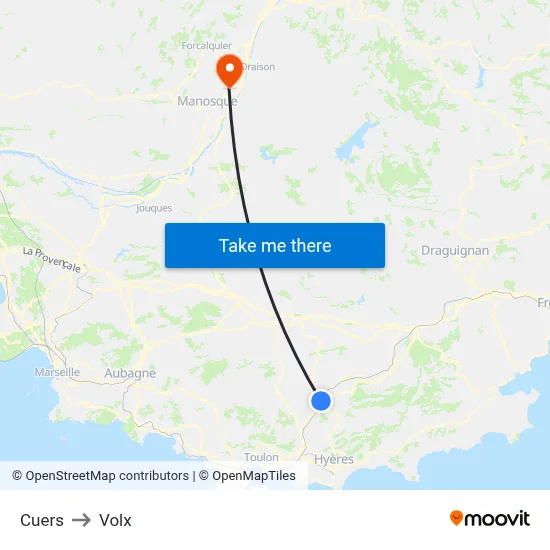 Cuers to Volx map