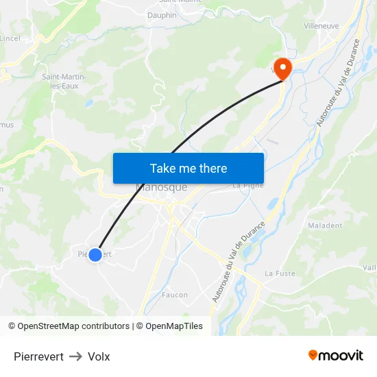 Pierrevert to Volx map
