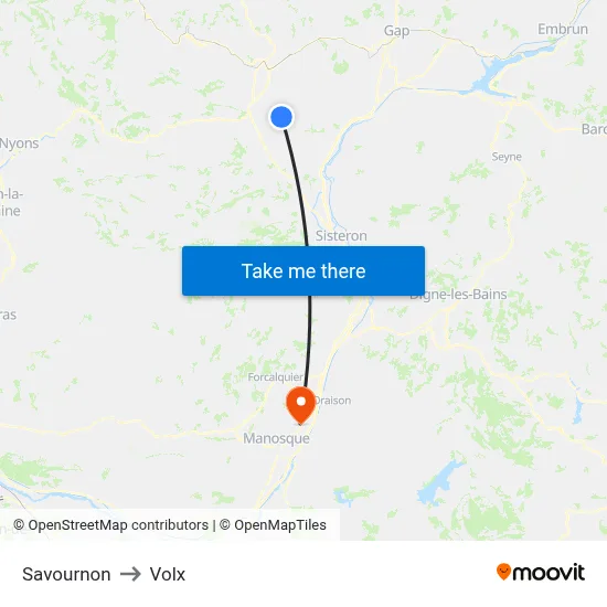 Savournon to Volx map