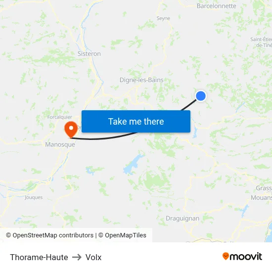 Thorame-Haute to Volx map