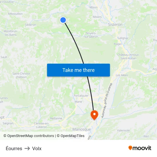 Éourres to Volx map