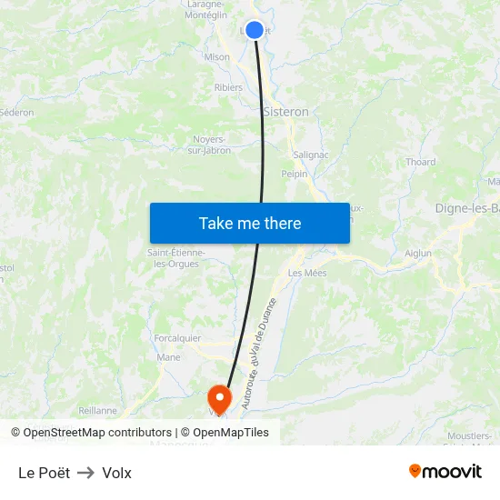 Le Poët to Volx map