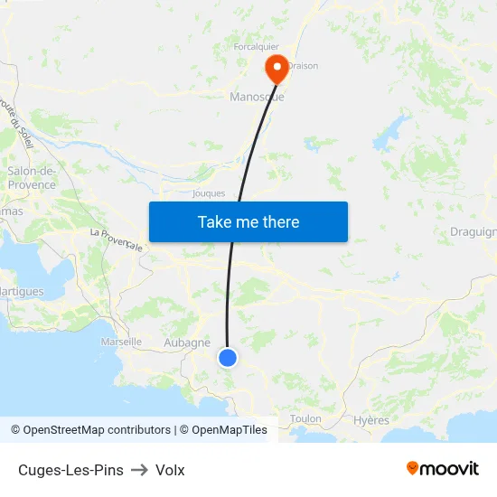 Cuges-Les-Pins to Volx map