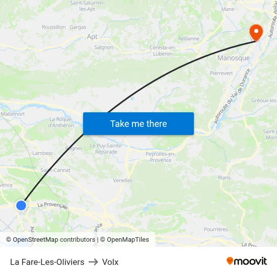 La Fare-Les-Oliviers to Volx map
