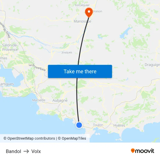 Bandol to Volx map