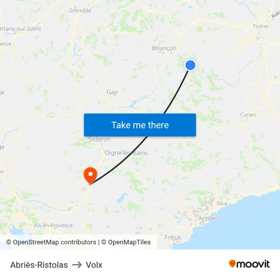 Abriès-Ristolas to Volx map