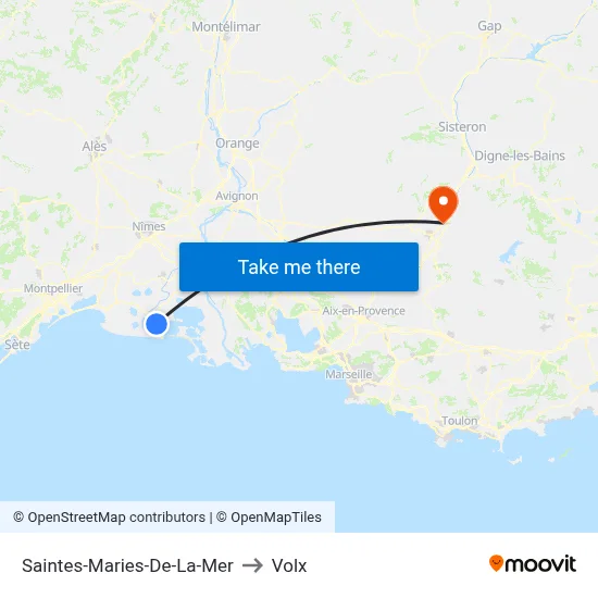 Saintes-Maries-De-La-Mer to Volx map