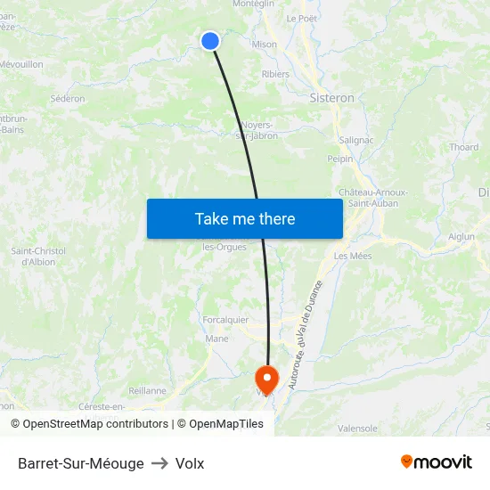Barret-Sur-Méouge to Volx map