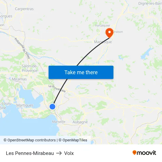 Les Pennes-Mirabeau to Volx map