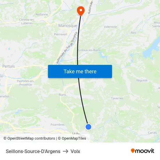 Seillons-Source-D'Argens to Volx map