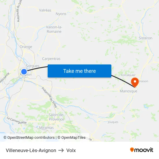 Villeneuve-Lès-Avignon to Volx map
