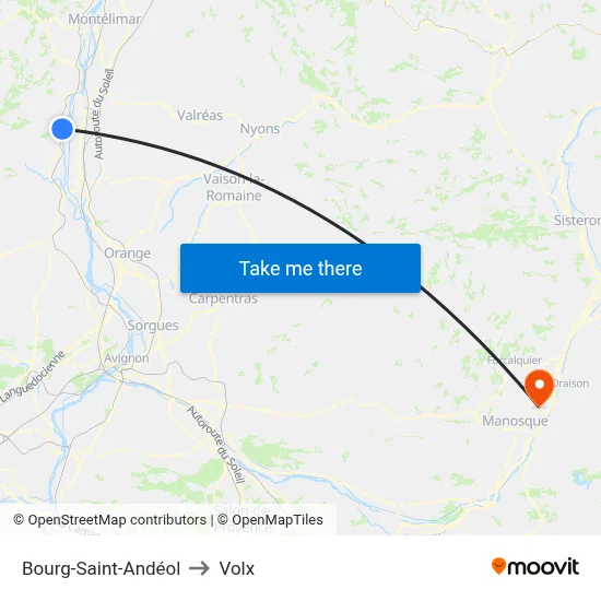 Bourg-Saint-Andéol to Volx map