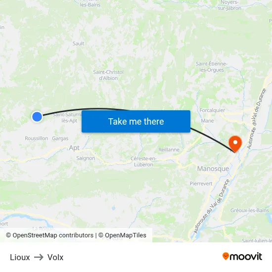Lioux to Volx map